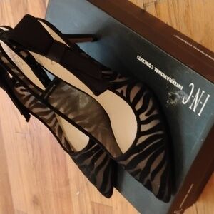 Inc Heels Stylish Black and White Striped Garment